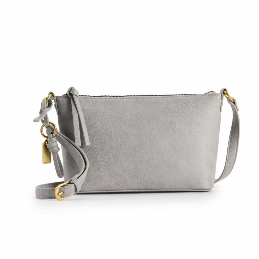 🌼NWOT Sonoma Goods For Life Gray Crossbody Bag with Gold Accents